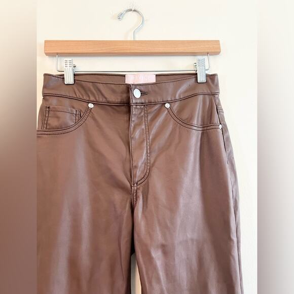 Revive revolve brown faux leather 909 High Street pants straight flare  fall - Picture 4 of 15